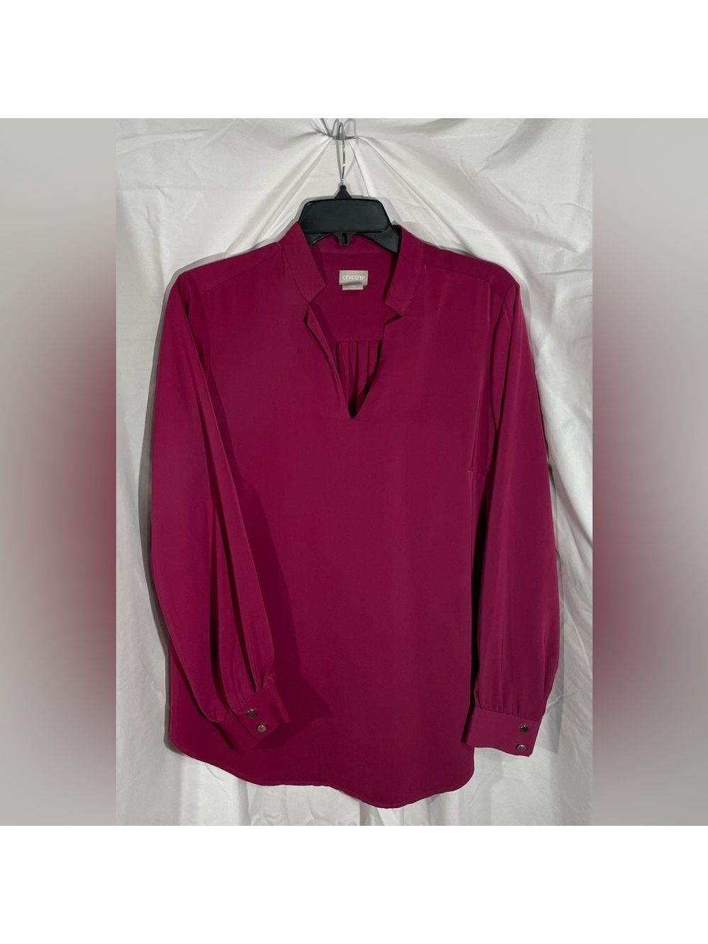 Chico’s Women’s burgundy long sleeve blouse
